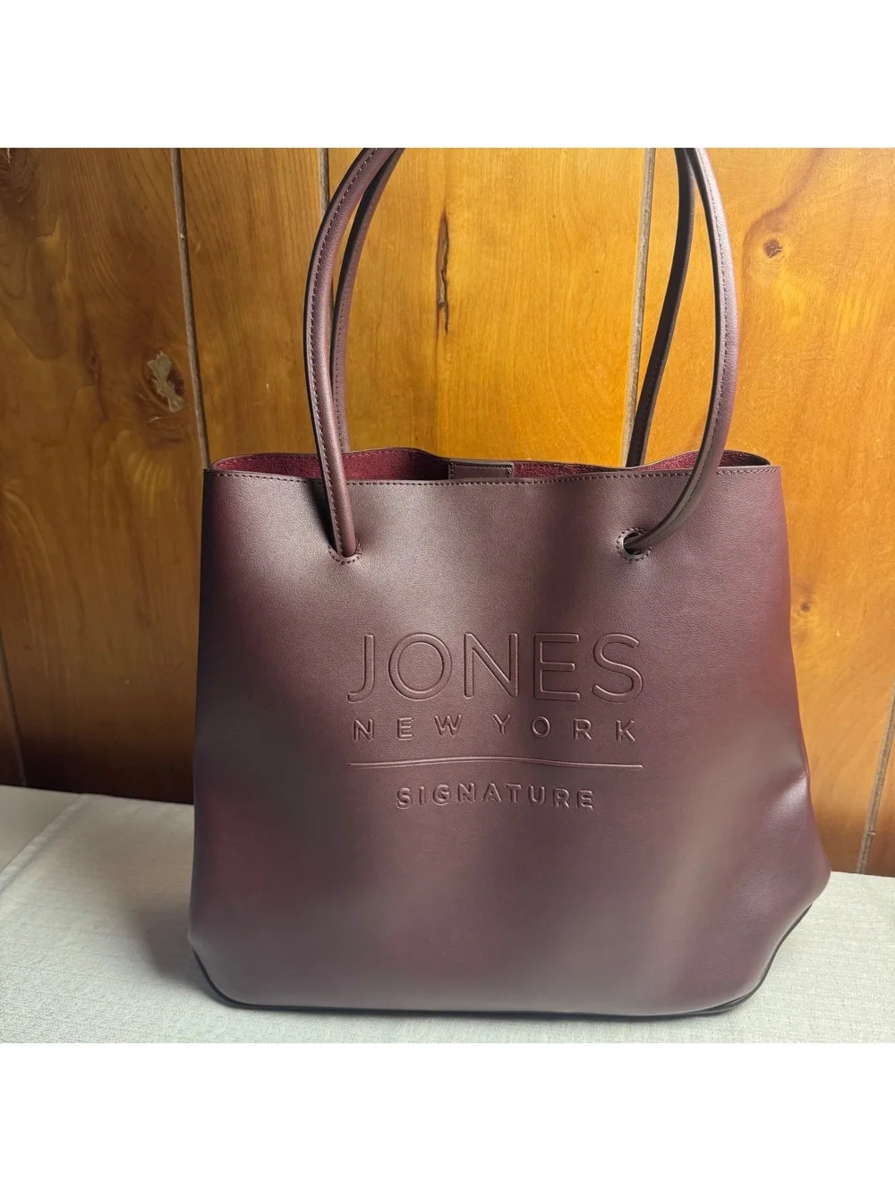 Jones New York Signature Burgundy Tote Bag With Matching Wristlet Large Shoulder